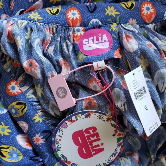 CeliaB Manatier Ruffled Tiered Embroidered Full Mini Skirt Large Multi Color - Picture 12 of 16